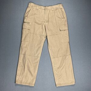 Moose Creek Pants Mens 36x30 Beige Flannel Lined Cargo Khaki Loose Straight Leg